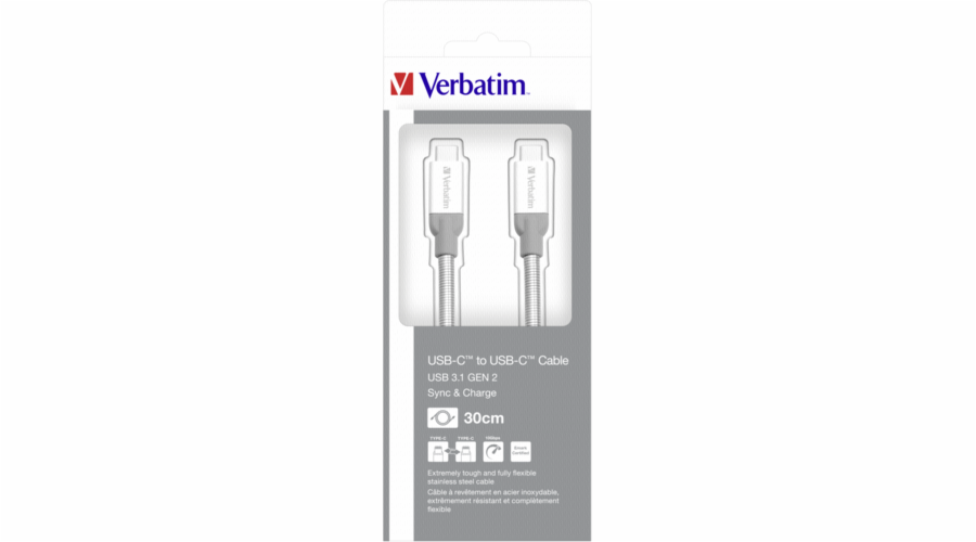 Verbatim Sync & Charge Stainless Steel USB-C na USB-C 3.1 30 cm