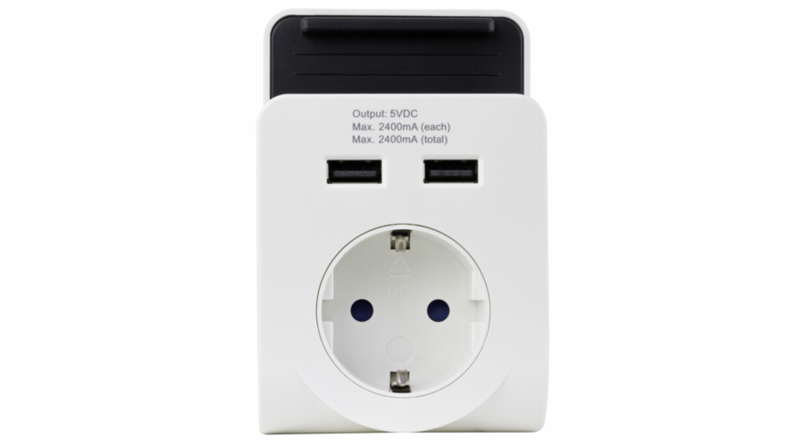 REV USB Charger 2-fold w. Ablage white