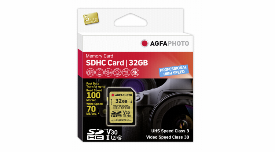 AgfaPhoto SDHC UHS I 32GB Professional High Speed U3 V30
