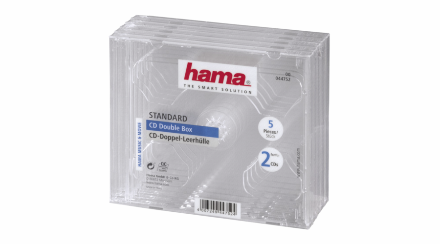 Hama CD-Double-Box pack of 5 Transparent Jewel-Case 44752