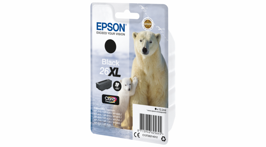 EPSON ink čer Singlepack "Lední medvěd" Black 26XL Claria Premium Ink