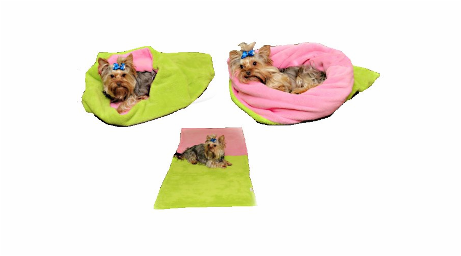 Marysa pelíšek 3v1 pro psy, světle zelený/růžový, velikost XL