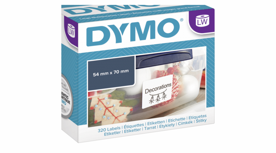 Dymo LabelWriter ORIGINAL Vielzwecketiketten 54x70mm, 1 Rolle mit 320 Etiketten