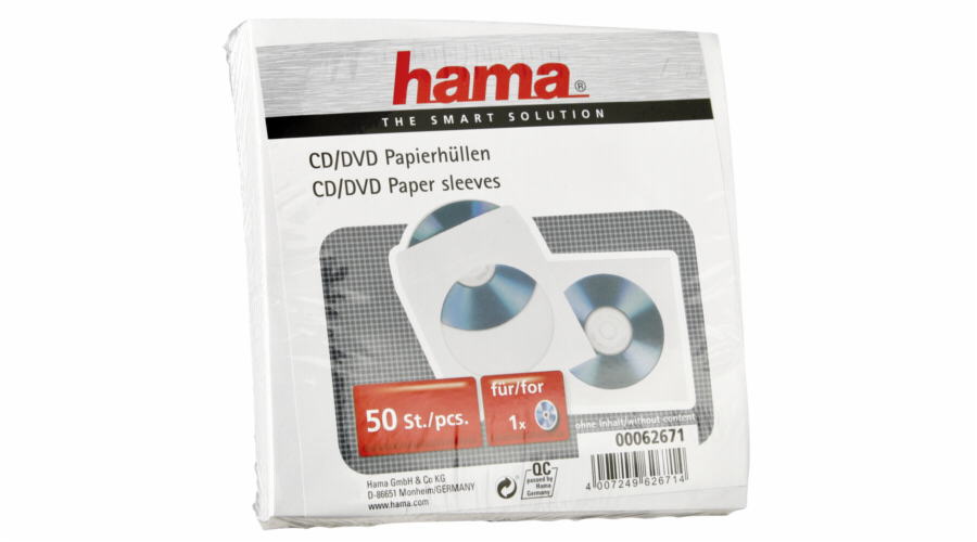 1x50 Hama CD-ROM-Papir. obaly bila 62671