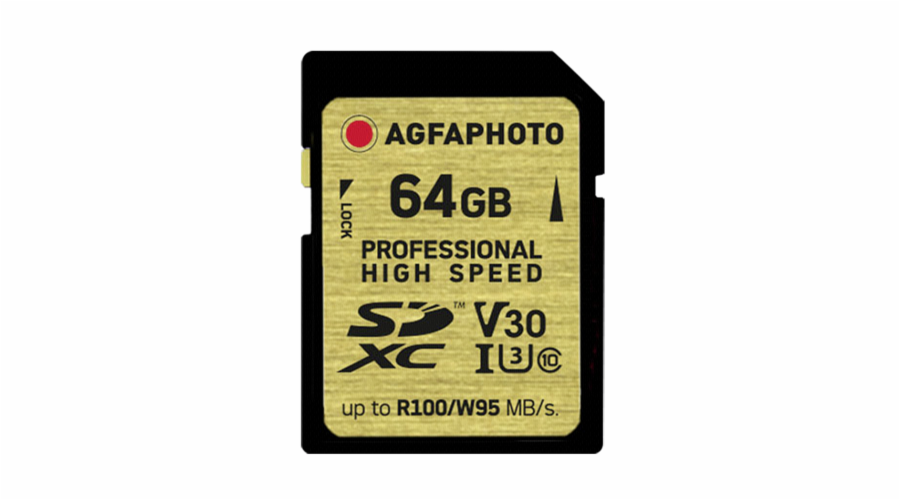 AgfaPhoto SDXC UHS I 64GB Professional High Speed U3 V30