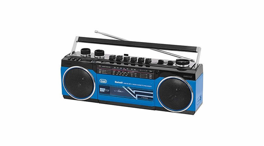 Radiomagnetofon Trevi, RR 501 BT/BL, MW/FM/SW 1-2, autostop, Bluetooth, mikrofon, 230 V/4xD, barva modrá