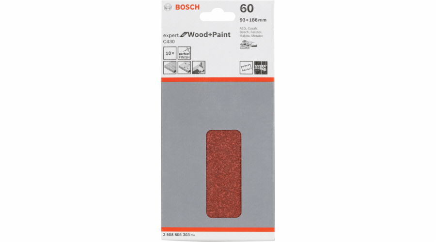 Bosch brusny list C 430 drevo + lak 93x186MM zrnitost 60 10 ks