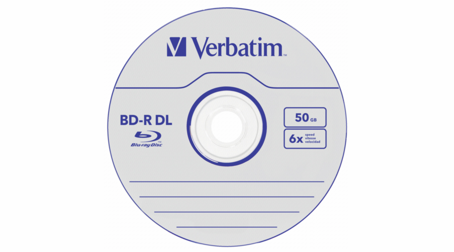 1x10 Verbatim BD-R Blu-Ray 50GB 6x Speed, bila blue Cakebox