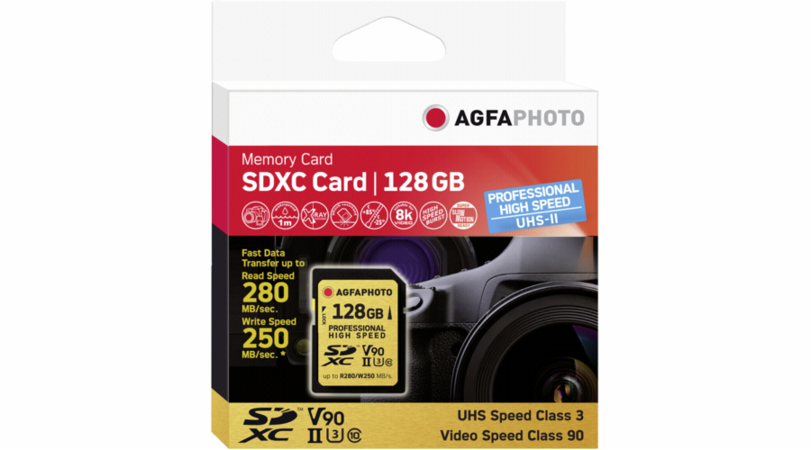 AgfaPhoto SDXC UHS II 128GB Professional High Speed U3 V90