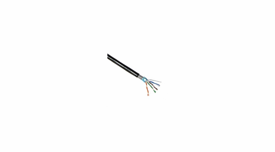 FTP kabel Elite, Cat5E, drát, stíněný, venkovní PE, dvojitý plášť, 305m cívka, černý
