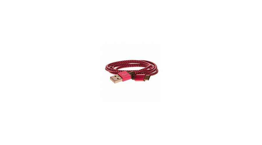 CELLFISH pletený datový kabel z nylonového vlákna, USB-C, 1 m, růžová