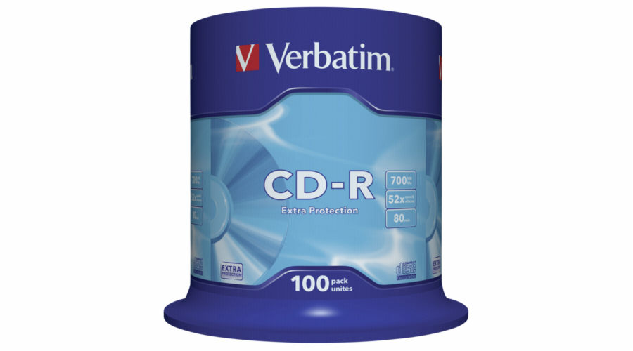 1x100 Verbatim Data Life CD-R 80 700MB, 52x Speed, Spindel