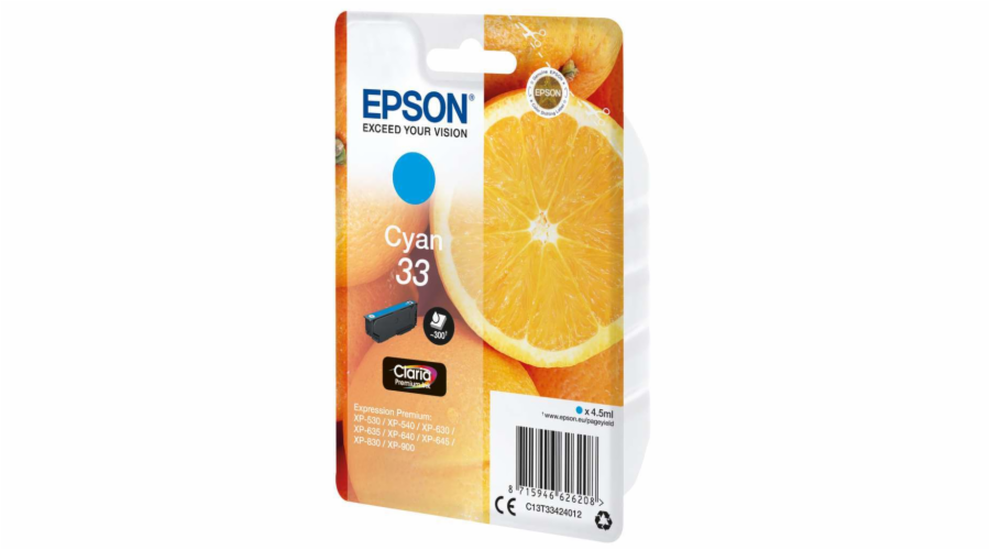 EPSON ink bar Singlepack ""Pomeranč"" Cyan 33 Claria Premium Ink