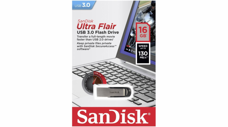 SanDisk Cruzer Ultra Flair 16GB USB 3.0 130MB/s SDCZ73-016G-G46 B657648