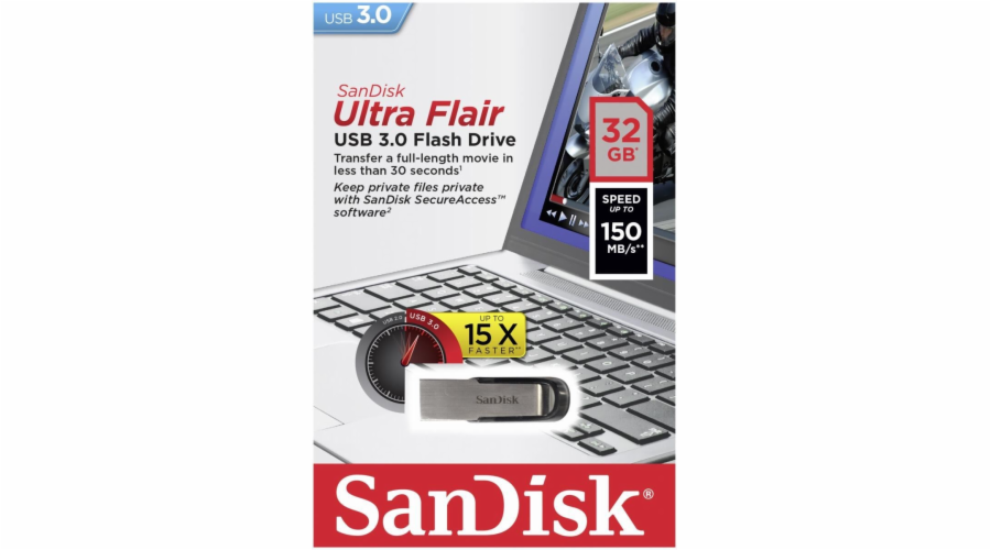 SanDisk Cruzer Ultra Flair 32GB USB 3.0 150MB/s SDCZ73-032G-G46 B657649