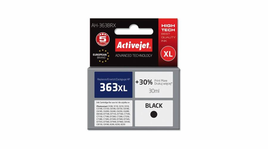 Activejet AH-363BRX Ink cartridge (replacement for HP 363XL C8719EE; Premium; 30 ml; black)