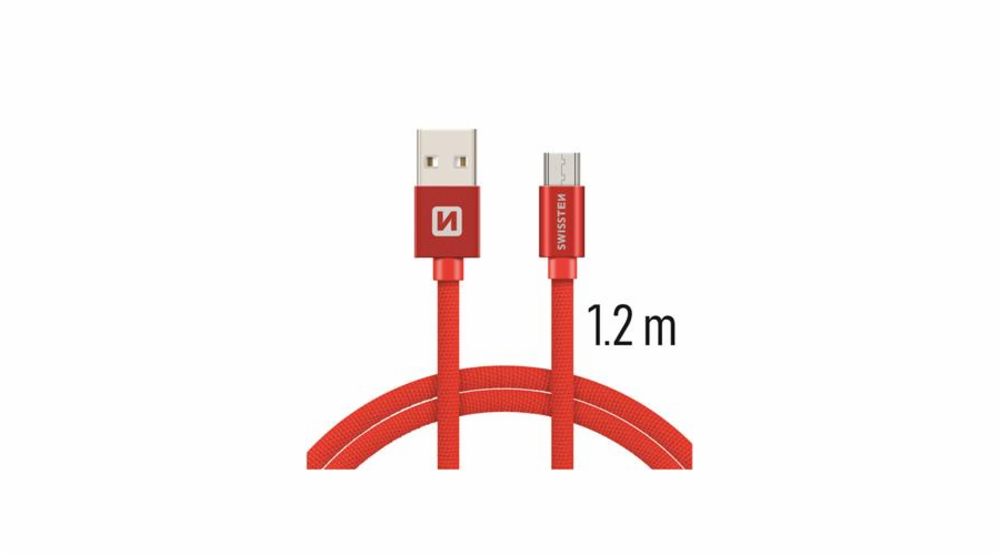 Swissten Datový Kabel Textile Usb / Micro Usb 1,2 M Červený