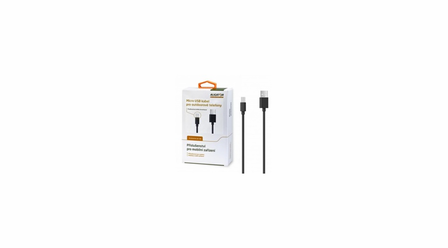 Datový kabel , micro USB, 2A, 1m, prodloužený konektor 9mm, černý, OUTDOOR