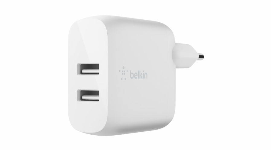 Belkin Dual USB-A nabijecka, 24W vc. Lightning kabel 1m, bila