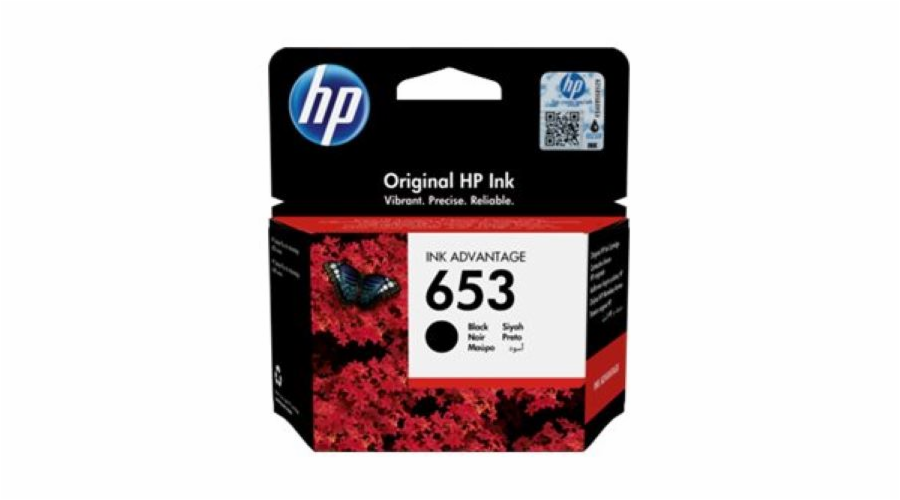 HP 653 originální inkoustová kazeta černá 3YM75AE HP 653 originální inkoustová kazeta černá 3YM75AE