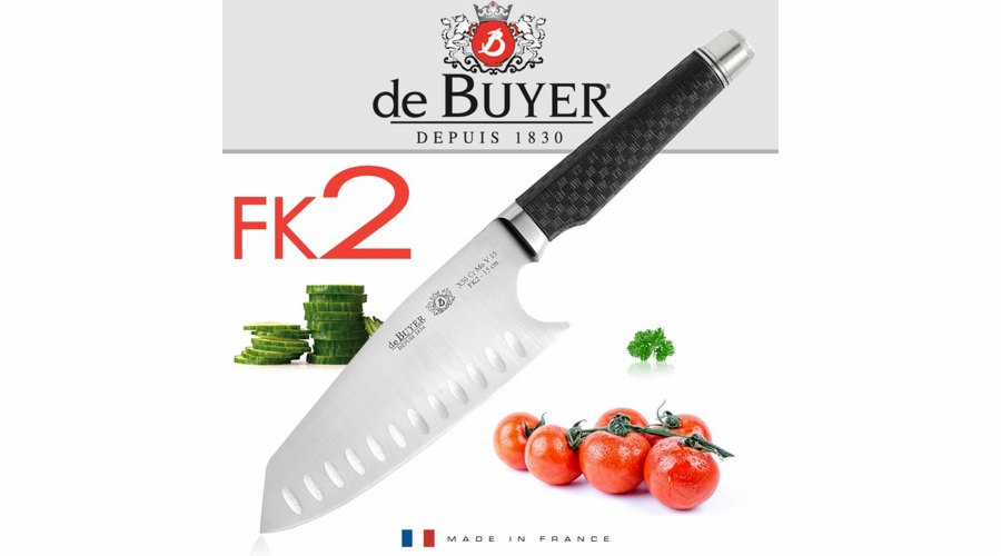 Nůž de Buyer, 4280.17, univerzální, vroubkovaná čepel zabraňující uchycení jídla, FK3, délka čepele 17 cm, vyvažovací systém