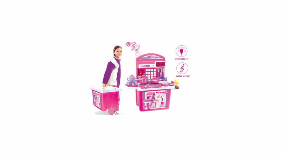 Hračka G21 Dětská kuchyňka s příslušenstvím v kufru růžová