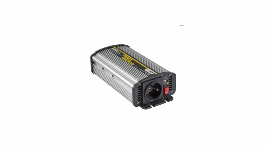 Napěťový měnič Carspa CAR600U-242 24V/230V+USB 600W, modifikovaná sinus (náhrada za CAR500-24)