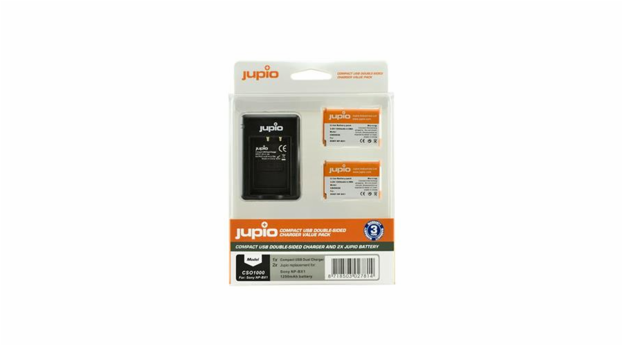 Set Jupio 2x baterie NP-BX1 - 1250 mAh + nabíječka pro Sony