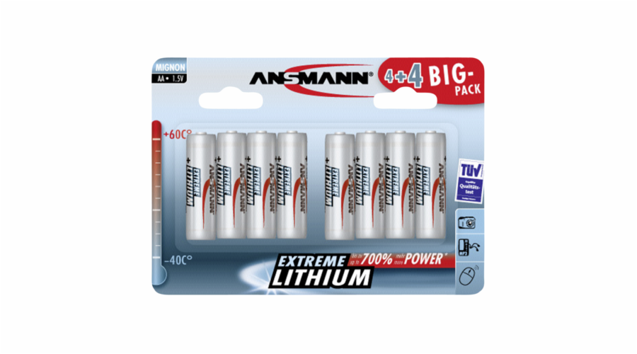 Baterie Ansmann Extreme Lithium AA Mignon 4+4 Big Pack