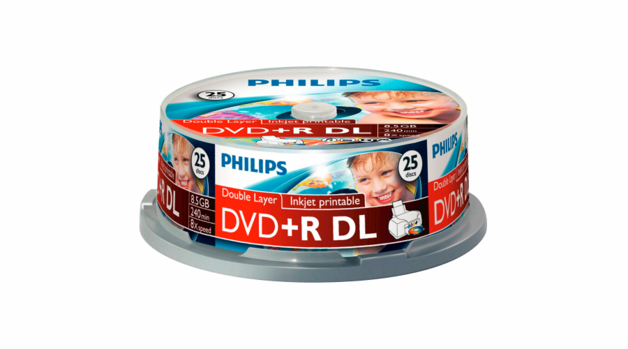 1x25 Philips DVD+R 8,5GB DL 8x IW SP