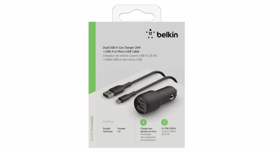 Belkin USB-A autonabijecka, 24W 1m Micro-USB kabel CCE002bt1MBK