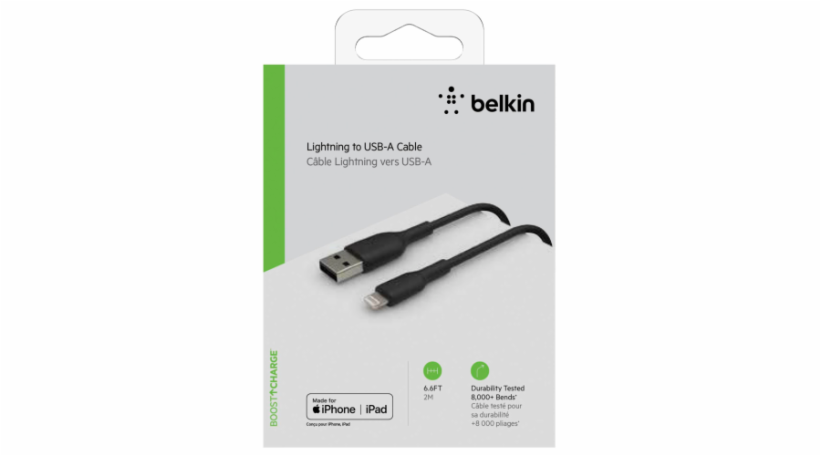 Belkin Lightning nab./sin. kabel 2m, PVC, cerny, mfi cert.