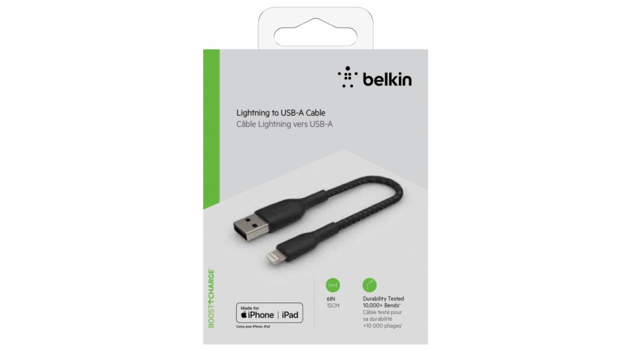 Belkin Lightning nab./sin. kabel 15cm, oplasteny, mfi cert, cern.
