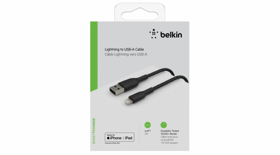 Belkin Lightning nab./sin. kabel 2m, oplasteny, mfi cert, cerny