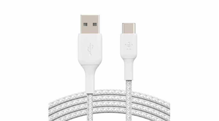 Belkin USB-C/USB-A kabel 3m oplástený, bílý CAB002bt3MWH