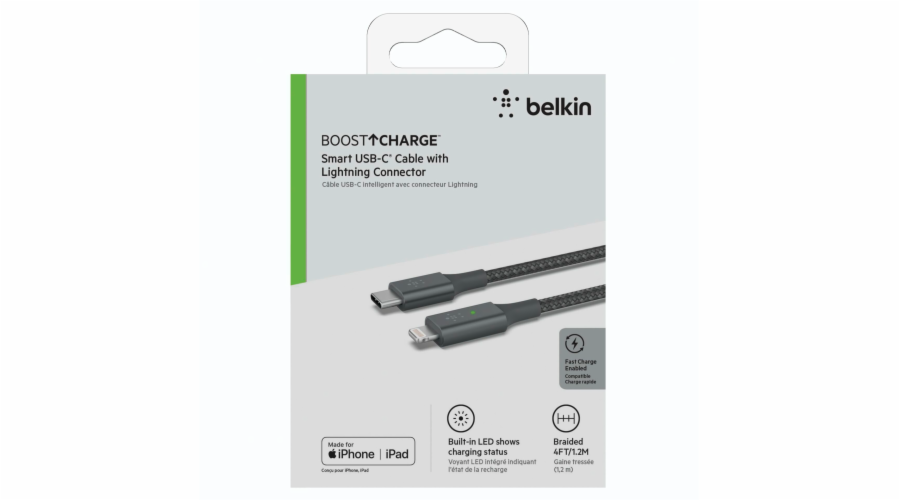 Belkin Smart LED kabel seda 1,2m USB-C / Lightning CAA006bt04GR