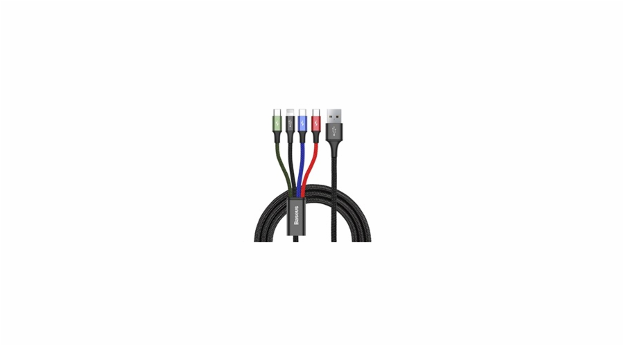 Baseus rychlý nabíjecí / datový kabel 4v1 Lightning + 2* USB-C + Micro USB 3,5A 1,2m, černá