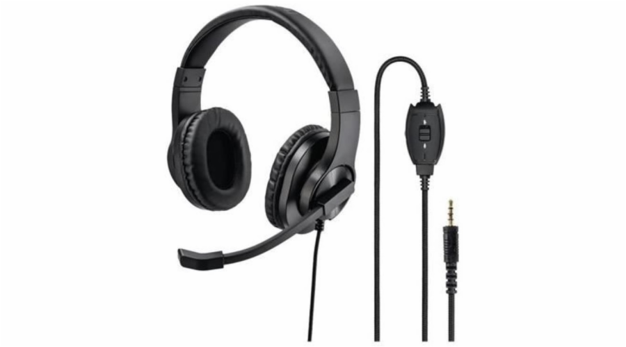 HAMA headset PC stereo HS-350/ drátová sluchátka + mikrofon/ 2x 3,5 mm jack/ citlivost 100 dB/mW/ černý