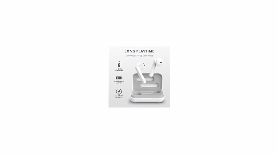 TRUST sluchátka Primo Touch Bluetooth Wireless Earphones - white