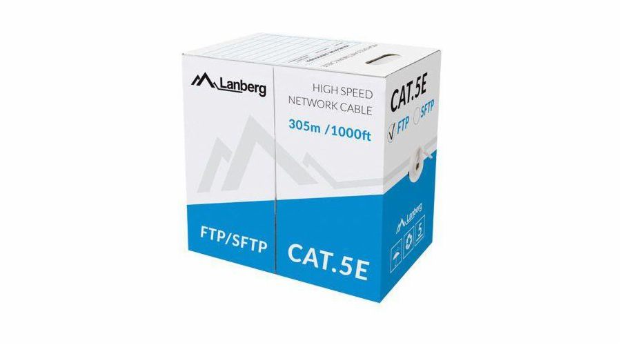 Lanberg FTP instalační kabel, Cat.5e, pevný, CCA, 305 m, šedý (LCF5-10CC-0305-S)