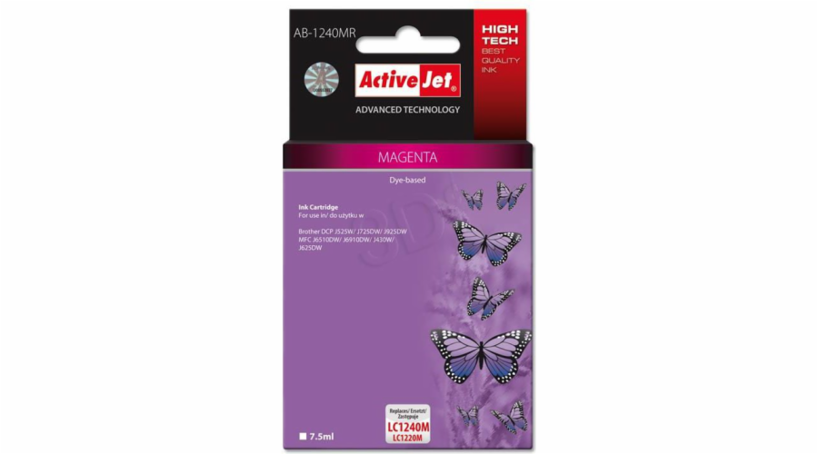 Activejet AB-1240MR ink for Brother printer; Brother LC1220M/LC1240M replacement; Premium; 7.5 ml; magenta