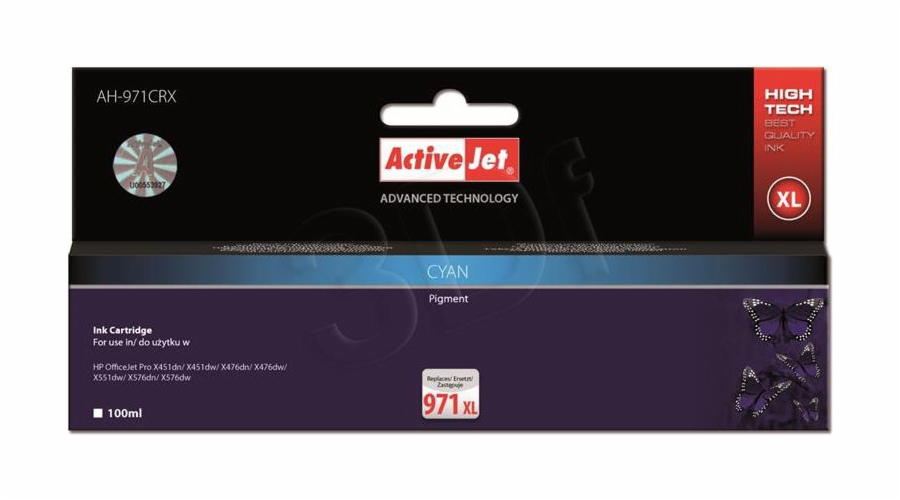 Activejet AH-971CRX ink for HP printer; HP 971XL CN626AE replacement; Premium; 100 ml; cyan