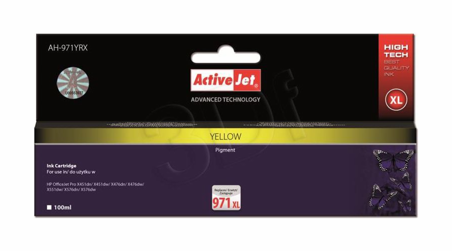 Activejet AH-971YRX ink for HP printer; HP 971XL CN628AE replacement; Premium; 100 ml; yellow