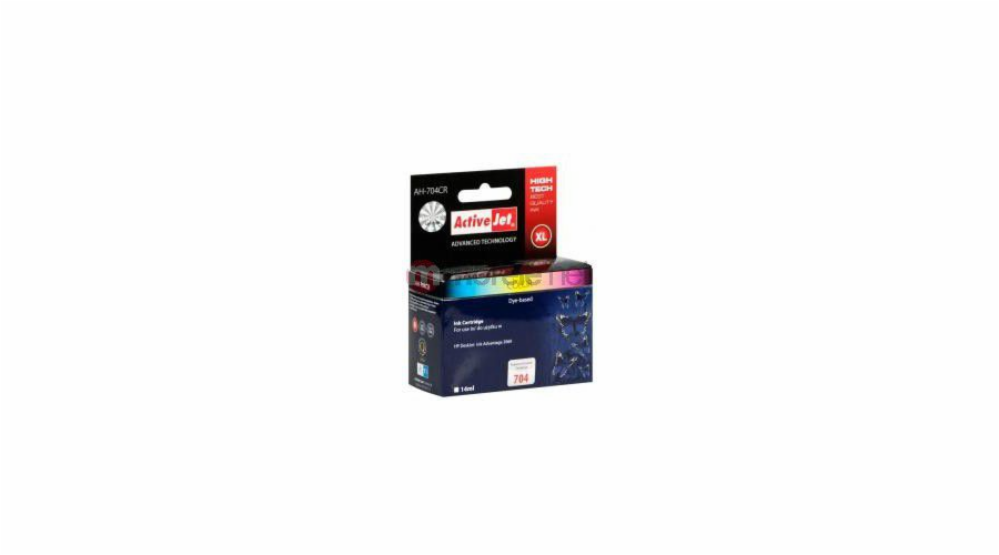 Activejet AH-704CR HP Printer Ink Compatible with HP 704 CN693AE; Premium; 21 ml; colour. Prints 120% more.