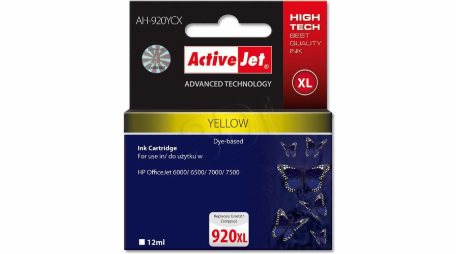 Activejet AH-920YCX HP Printer Ink Compatible for HP 920XL CD974AE; Premium; 12 ml; yellow.