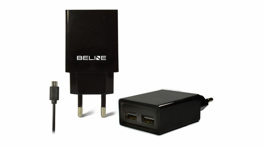 Síťová nabíječka Beline 2xUSB + microUSB 2A černá (Beli0011)