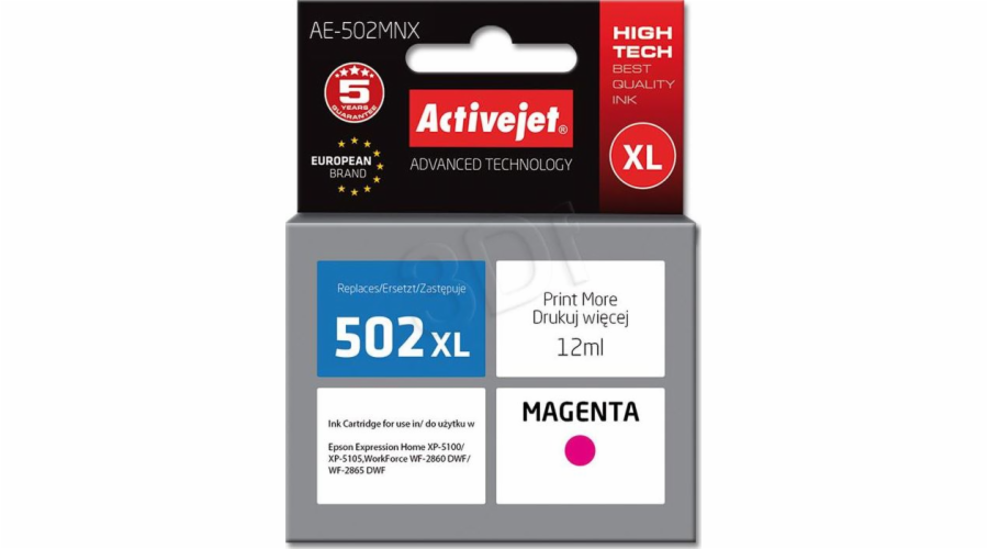 Activejet AE-502MNX ink (replacement for Epson 502XL W34010; Supreme; 12 ml; magenta)