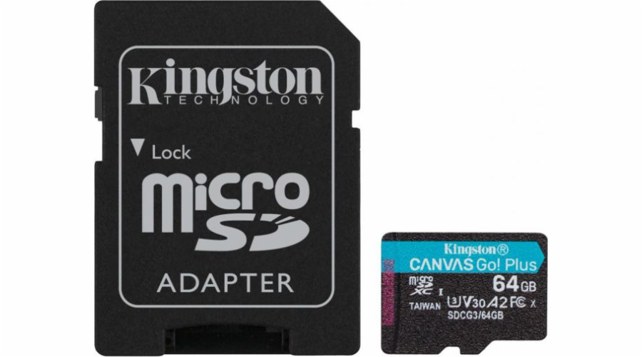 Kingston Canvas Go! Plus MicroSDXC 64GB Class 10 UHS-I/U3 A2 V30 (SDCG3/64GB)