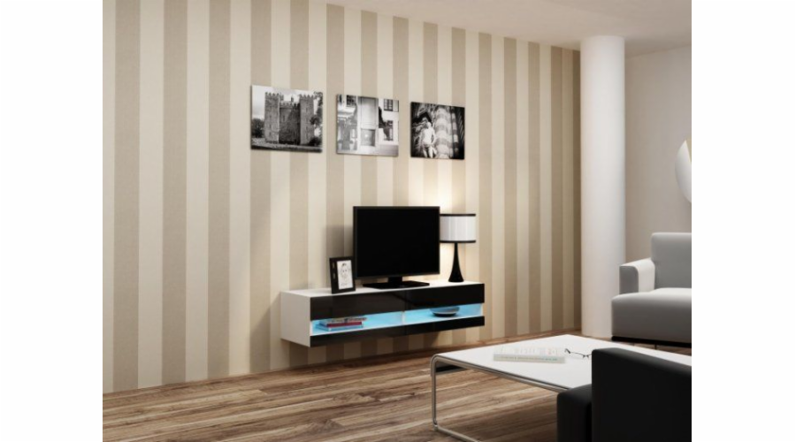 Cama TV stand VIGO NEW 30/140/40 white/black gloss