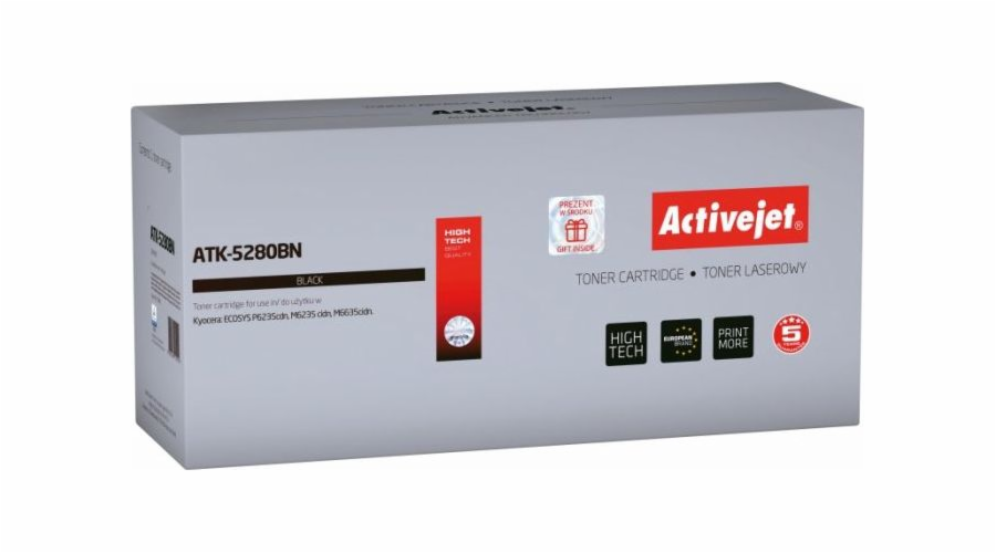 Activejet ATK-5280BN toner for Kyocera printer; Kyocera TK-5280K replacement; Supreme; 13000 pages; black